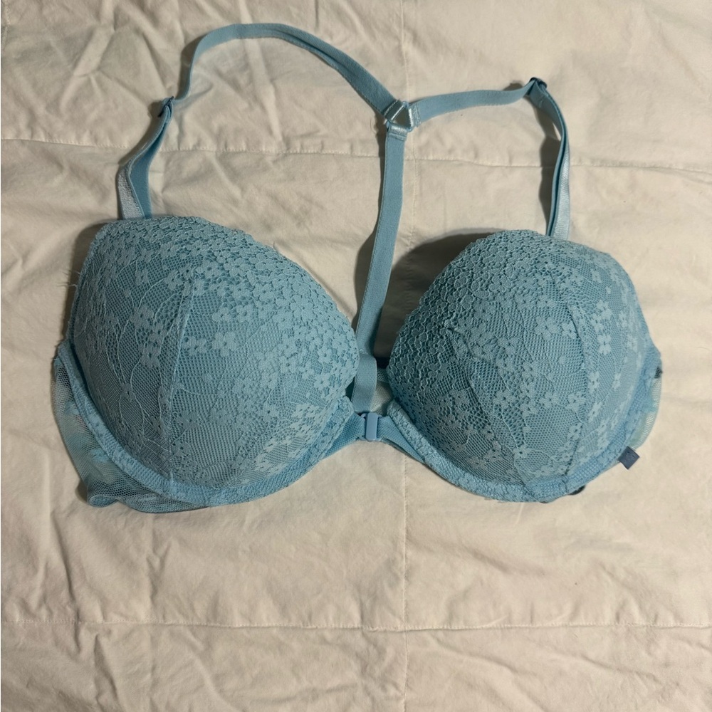 Victorias secret bra 36c push up front clasp blue